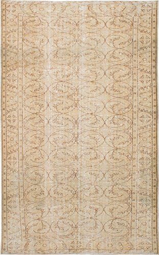 eCarpet Gallery Hand-Knotted Antalya Vintage 5'11" x 9'9" Wool Rug, Brown, Cream