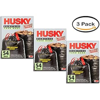 Pack of 3 - Husky Drawstring Yard Bags, 39 Gallon, 54 Ct