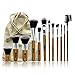 FEIYAN Makeup Brush Set Premium Synthetic Kabuki Cosmetics Eye Face Lip Foundation Blending Blush Powder Liquid Cream Brush Kit (11pcs Bamboo)