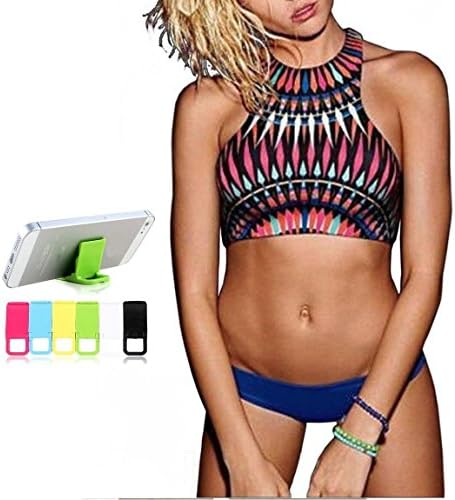 UP LURE Girl Women Halter Top Tropical Geometric Pattern Swimwear Bikini Set (Medium(2-4), Blue)