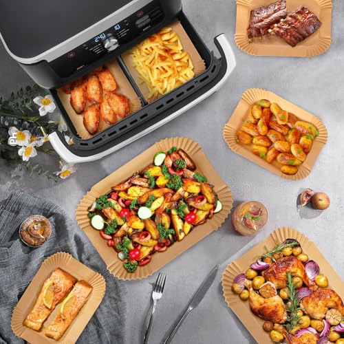 Anhow 200 PCS Baking Paper Air Fryer, Greaseproof Paper for Air Fryer Ninja 10.4L AF500EUCP/Cosori Air Fryer 10L, Food-Grade BPA Free, Paper for Air Fryer for 5.2-10.4L Fryer