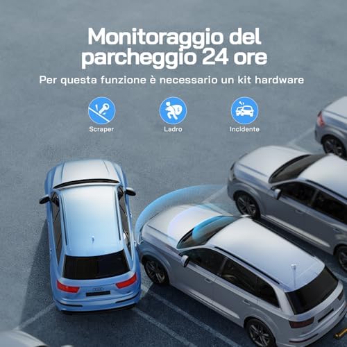 2.5K Doppia Dash Cam Auto, Dash Camera IPS 3" con Grandangolo, 1440P+1080P FHD Telecamera, Visione Notturna,G-Sensor, WDR, Monitor di Parcheggio, Registrazione in Loop