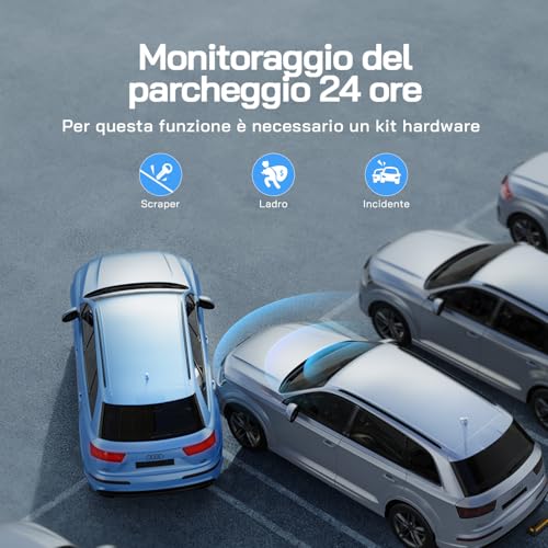 2.5K Doppia Dashcam, Dash Cam Auto IPS 3" con Grandangolo di 310°, 1440P+1080P FHD Telecamera, Visione Notturna,G-Sensor, WDR, Monitor di Parcheggio, Registrazione in Loop