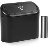 NBTEPEM Car Trash Can with Lid, Mini Auto Garbage Can with 30 Trash Bags, Leakproof Automotive Garbage Container Bin, Multipurpose Organizers and Storage for Car, Home, Office (Black)