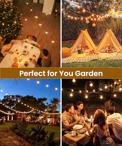 Rintea Outdoor String Lights, 40 m with 68 + 5 Bulbs, Outdoor Garden Lights Plug-in Warm White 2700 K, IP44 Waterproof Outdoor LED Lights for Garden, Terrace, Christmas, Party