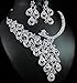 Peacock Clear Austrian Rhinestone Crystal Necklace Earrings Set Bridal Wed N1391
