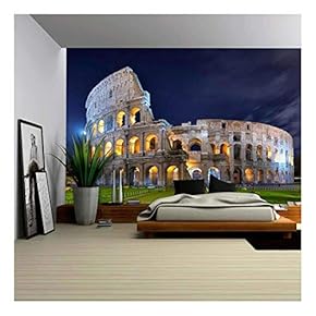 Colosseum at Night in The Moonlight - Removable Wall Mural | Self-Adhesive Large Wallpaper - 66x96 inches