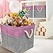Sorbus Cube Storage Bins Basket Set [3-Pack] Large Square Cube Fabric Collapsible Organizer Bin with Cotton Rope Carry Handles for Linens, Toys, Clothes (Pink)
