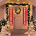 WOWLEO Christmas Door Banner Decorations Outdoor Indoor Welcome Merry Christmas Porch Sign| Red Xmas Decor Banners for Home Wall Door Apartment Party