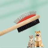 DDSHUN Wooden Double Sided Dog Brush Red – Pin & Soft Bristles view 4
