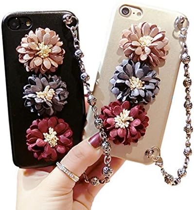 Punassi Handmade Elegant Bling 3D Clothes Flower Design Slim Fit Hard Case with Metal Hand Rope Chain (Iphone 6plus/6s plus, Khaki)
