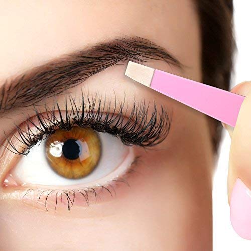 Tweezers for Eyebrows Set of Three- Includes Case with Professional Pointed Needle Nose, Slant & Straight Precision Stainless Steel- Ingrown Hair Nose, Hair Eyebrow & Splinters (Metalic)