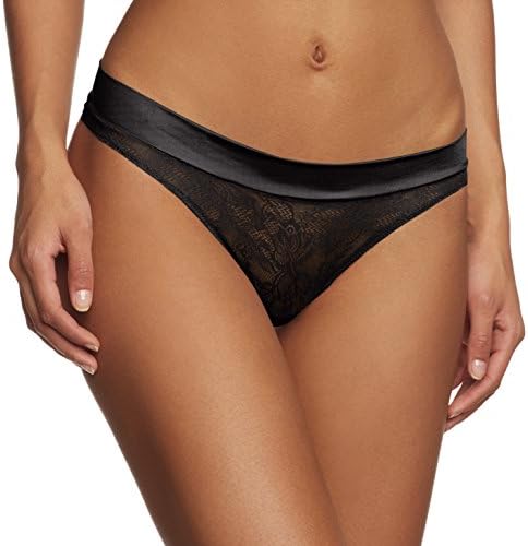 Maidenform Women's Smooth Lace Wide Waist Thong Panty, Black, 6
