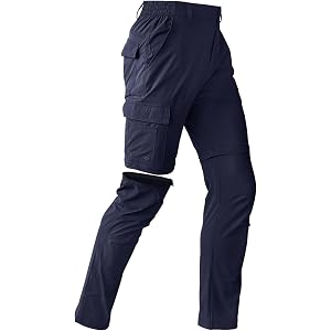 Mens Hiking Pants Convertible Fishing Cargo Pants Quick Dry Zip-Off Water-Resistant with 7 Pockets