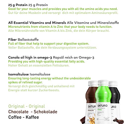 Trinkmahlzeit-SATURO-Diaet-Shakes-Glutenfrei-Vegan-500-kcal-Mischkarton-mit-18-Flaschen-Schokolade-Original-Kaffee Trinkmahlzeit-SATURO-Diaet-Shakes-Glutenfrei-Vegan-500-kcal-Mischkarton-mit-18-Flaschen-Schokolade-Original-Kaffee