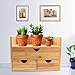 Ancona Life Desktop Organizer 3-Tier Mini Desk Makeup Organizer with Drawers Bamboo Brown