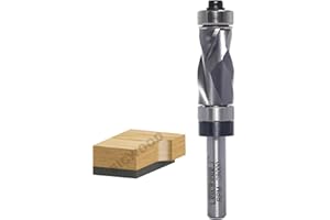 SICWOOD Compression Top and Bottom Bearing Flush Trim Router Bit 1/4 Shank - 1/2" Cutting Dia, Carbide Spiral Up-Down Pattern Template Flush Cut Router Bit, for Wood Trimming