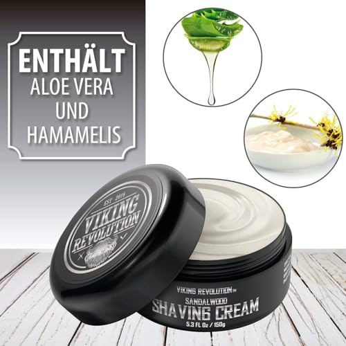 - Luxus-Rasiercreme Männer - Sandelholzduft - Weiche, Glatte & Seidige Shaving Cream Men - Reichhaltiger Schaum für die Sanfteste Rasur - 150 g