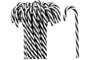 DAHI 32pcs Christmas Candy Cane Ornament Plastic Christmas Tree Hanging Ornament Twisted Black and White Crutch Candy Canes for Xmas Home Christmastree Decoration(Black and White 32pcs)