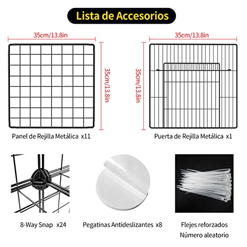 Kokila Corral para Mascotas, Valla para Perros con Puerta, Jaula de Conejo, Jaulas de Cobayas, Valla de Alambre de Metal Portátil para Interiores y Exteriores, 12 Paneles de Metal para Mascotas, Negro