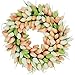 The Wreath Depot Coral Tulip Front Door Wreath 19 Inch, Stunning Silk Full Front Door Wreath, Designed in USA