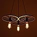 Lixada 3 Arms E26/E27 Hanging Metal Wheels Ceiling Pendant Light Vintage Industrial Retro Country Style Chandelier Dining Hall Restaurant Bar Cafe Lighting Use(No bulbs provided)