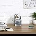 MyGift Vintage Gray Wood Desktop Caddy with 4 Compartments, Cubed Shaped Office Supply Pen Pencil Cup Holder Storage Box Organizer Bin with Slant Top