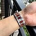LDFAS Compatible for Apple Watch Band 44mm 42mm, Natural Wood Red Sandalwood Stainless Steel Metal Link Bracelet Strap Compatible for Apple Watch SE Series 6/5/4/3, Silver/Gold