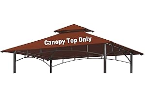 OLILAWN Grill Gazebo Replacement Canopy Roof, 5' x 8' Outdoor BBQ Gazebo Canopy Top Cover, Double Tired Grill Shelter Cover with Durable Polyester Fabric, Fit for Model L-GG001PST-F, Burgundy