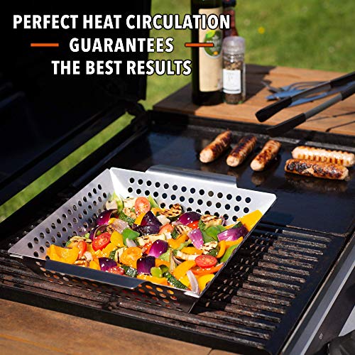 Homeflowz Heavy Duty Grill Basket Large Vegetable Grill Basket for