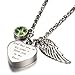 God has you in his arms with Angel Wing Charm Cremation Jewelry Keepsake Memorial Urn Necklace with Birthstone crystal by AMIST (August1)