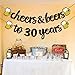 Joymee Cheers to 30 Years Black Glitter Banner for 30th Birthday Wedding Aniversary Party Supplies Decorations - PRESTRUNG (Cheers to 30th Years)
