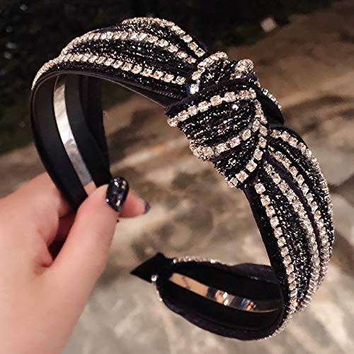 2pcs Headbands Women Hair Head Band with Diamonds Middle Knotted and Twisted Headband Fashion Cute Hairbands Hair Accessories for Girls and Women