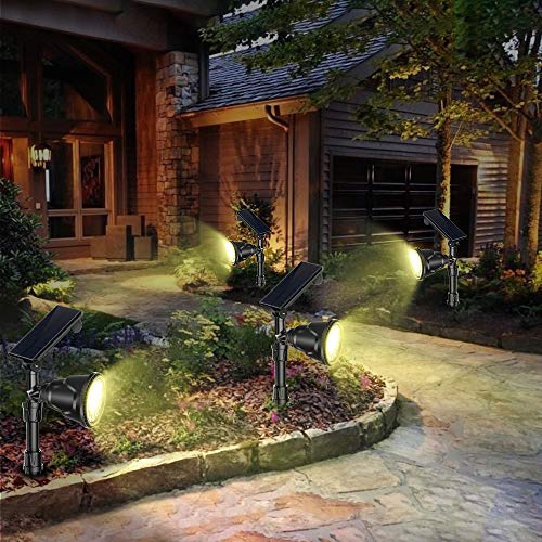 Solar Spot Lights, Outdoor 18 LED Landscape Lamps Super Bright Spotlight Waterproof Flood Lamp with Motion Sensor for Deck Yard Garden Garage Driveway (Yellow - 4 Pack)
