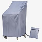 Stackable Patio Chair Cover, Outdoor Chair Cover Waterproof, Stacked Chairs Lawn Chair Covers Outdoor Stack Chairs for All Weather Protection (Grey, 25"L x 25"W x 47”H)