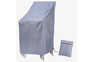 PEKTIFTN Stackable Patio Chair Cover, Outdoor Chair Cover Waterproof, Stacked Chairs Lawn Chair Covers Outdoor Stack Chairs for All Weather Protection (Grey, 25"L x 25"W x 47”H)
