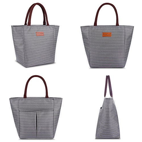 image for BALORAY 2 Pack Insulated Reusable Lunch Tote Bag with Zipper Closure F