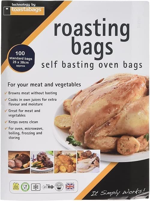 Toastabags Roasting Bags, 25 x 38 cm Standard (Pack of 100), Transparent