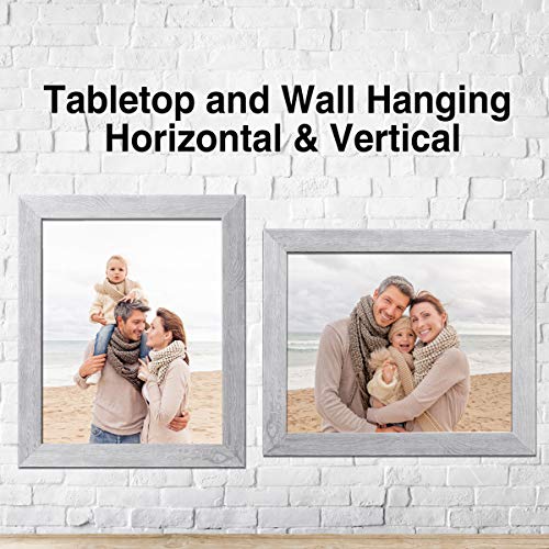LaVie Home 8x10 Picture Frames (4 Packs, Light Gray) Wooden Textured