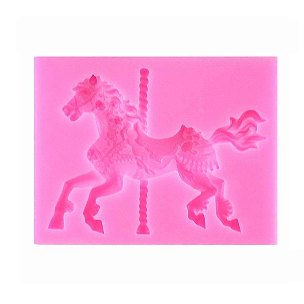 Silicone 3D Carousel Horse Chocolate Mould Ice Cube Tray Non-Stick Fondant Mould for Decorating Cakes Chocolate Candy Jelly Baking Kitchen etc