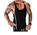 ICOOLTECH Men's Fitness Gym Muscle Cut Stringer Bodybuilding Workout Sleeveless Tank Top Shirts (US - X-Large, Black Blue)