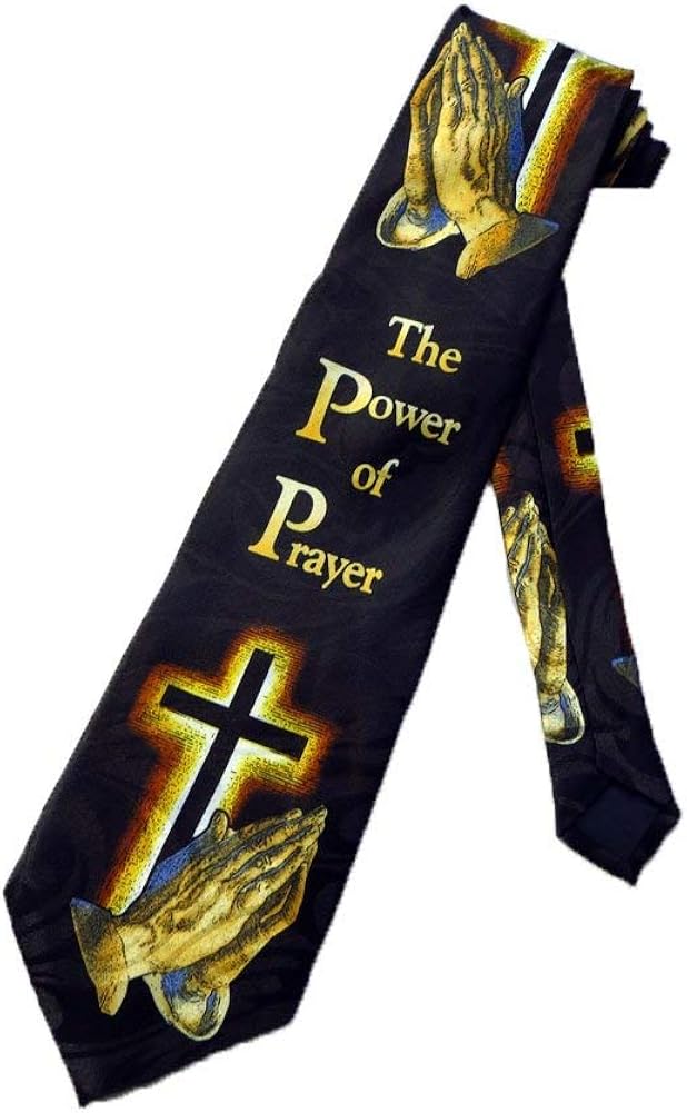 Mens Christian Power of Prayer Necktie Black Neck Tie Amazon.co.uk