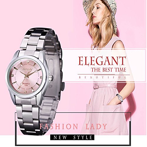 Women Lady Dress Analog Quartz Watch with Stainless Steel Band, Casual Fashion Waterproof Watches Ro - //coolthings.us