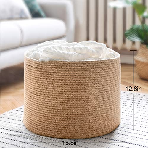 Goodpick Round Wicker Storage Basket, Woven Laundry Basket with Handles