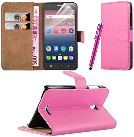 For OneTouch Pop Star Case - Wallet Book [Stand View] Card Case Cover Premium Leather Folio Case for Alcatel OneTouch Pop Star (Baby Pink)