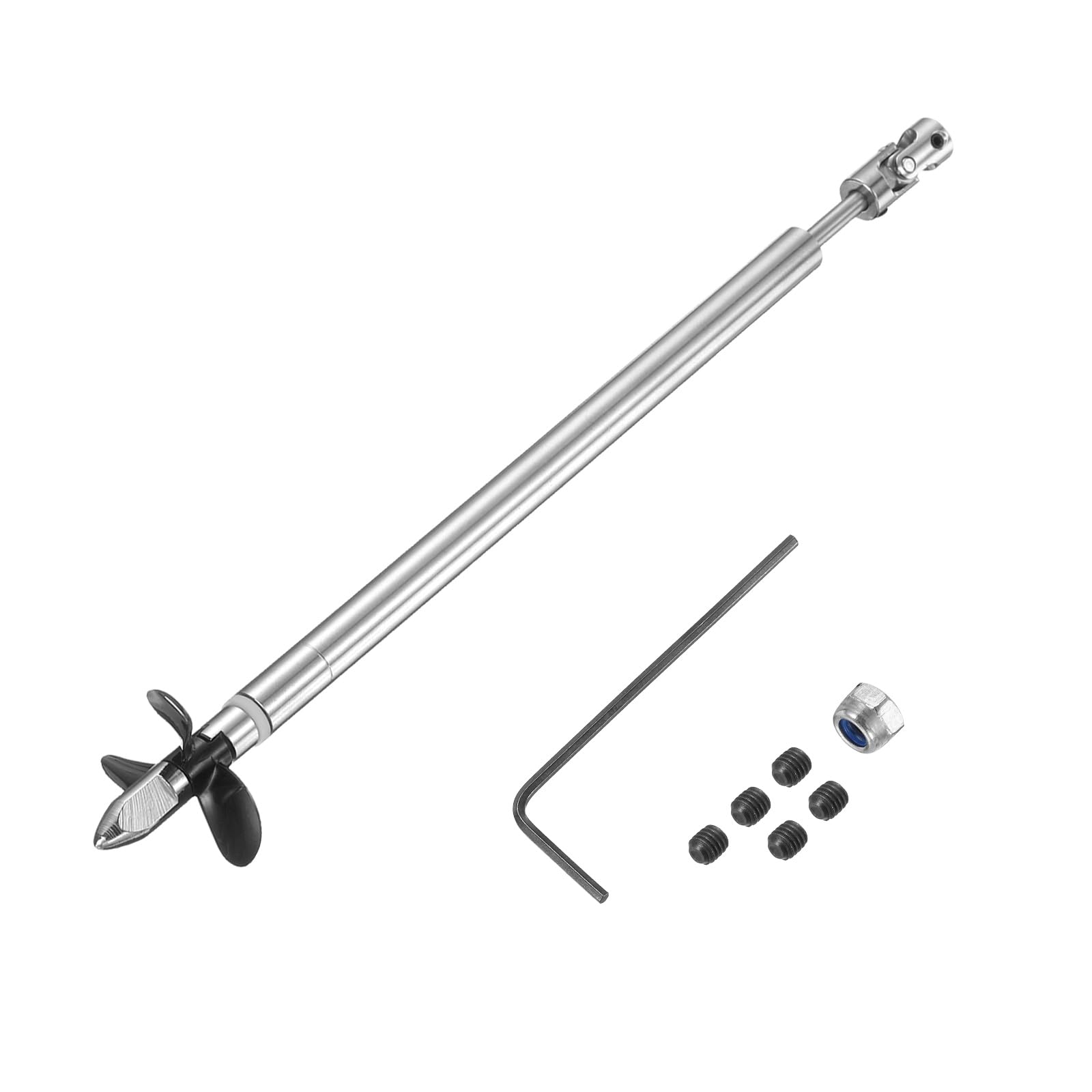sourcing map Drive Shaft Three Propeller and Coupling Joint for RC Boat Coupler Assemble Kit, L19.5cm Shaft, L15cm Sleeve, D3.6cm Three Propeller, Fit for 2.3mm Motor Shaft