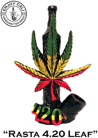 Handmade Tobacco Pipe Art Collectible Smoke functional new Collection "Rasta420Leaf"