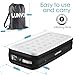 Lunvon Twin Air Mattress Guest Durable Inflatable Airbed Blow Up Elevated Raised Air Bed with Built-in Electric Air Pump, Storage Bad and Repair Patches Included, Height 18.5 inche, 2-Year Guarantee