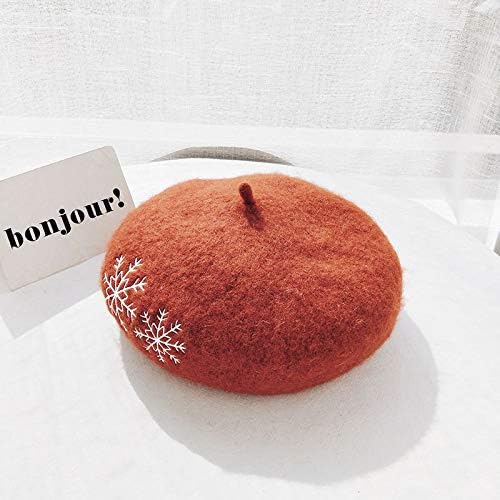 Sinchi Kuzo Women Beret Snow Embroidery Winter Beret for Women Vintage Wool Beret Women Hats Autumn Winter Christmas Berets Fashion