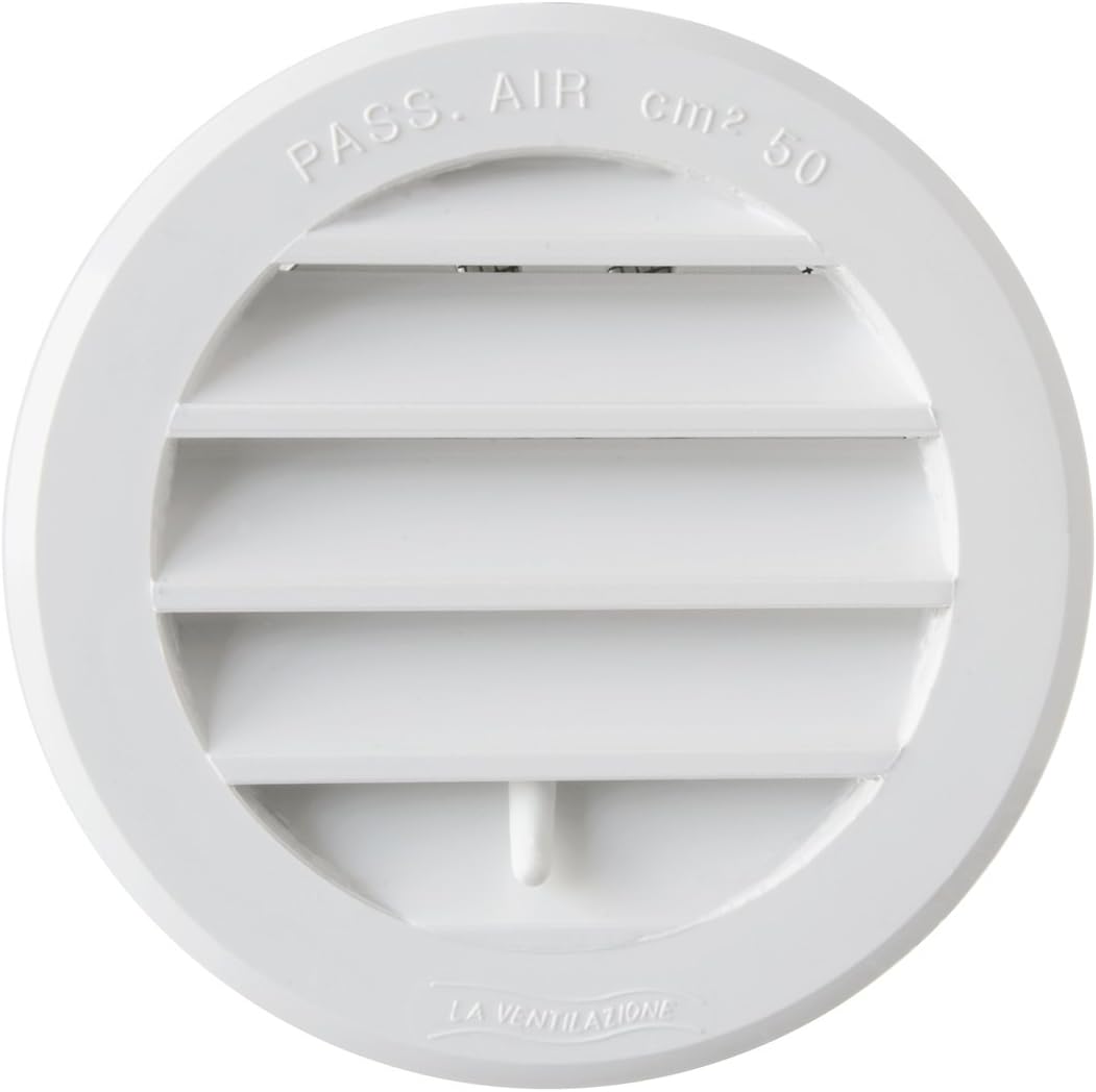 La Ventilazione T8DRB Plastic Round Recessed Grill, White, 96 mm, per fori ø 80 mm - Image 3